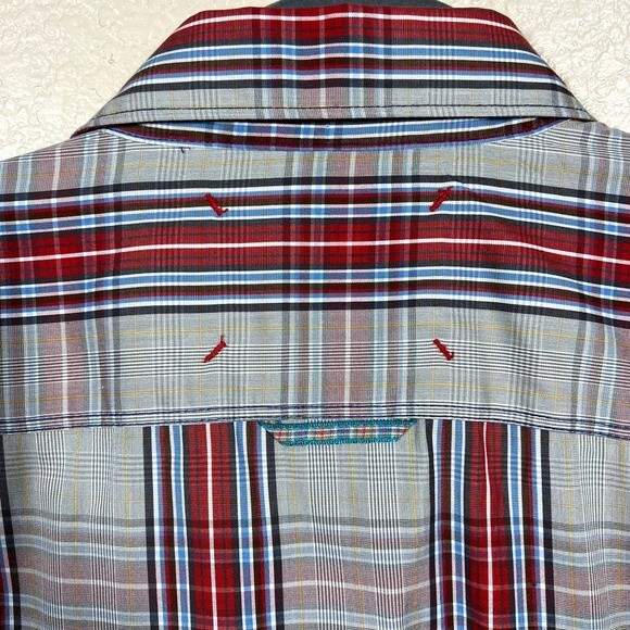 Robert Graham Shirt Mens Freshly Laundered Shirt Red/Tan Plaid shirt size L - Picture 5 of 12